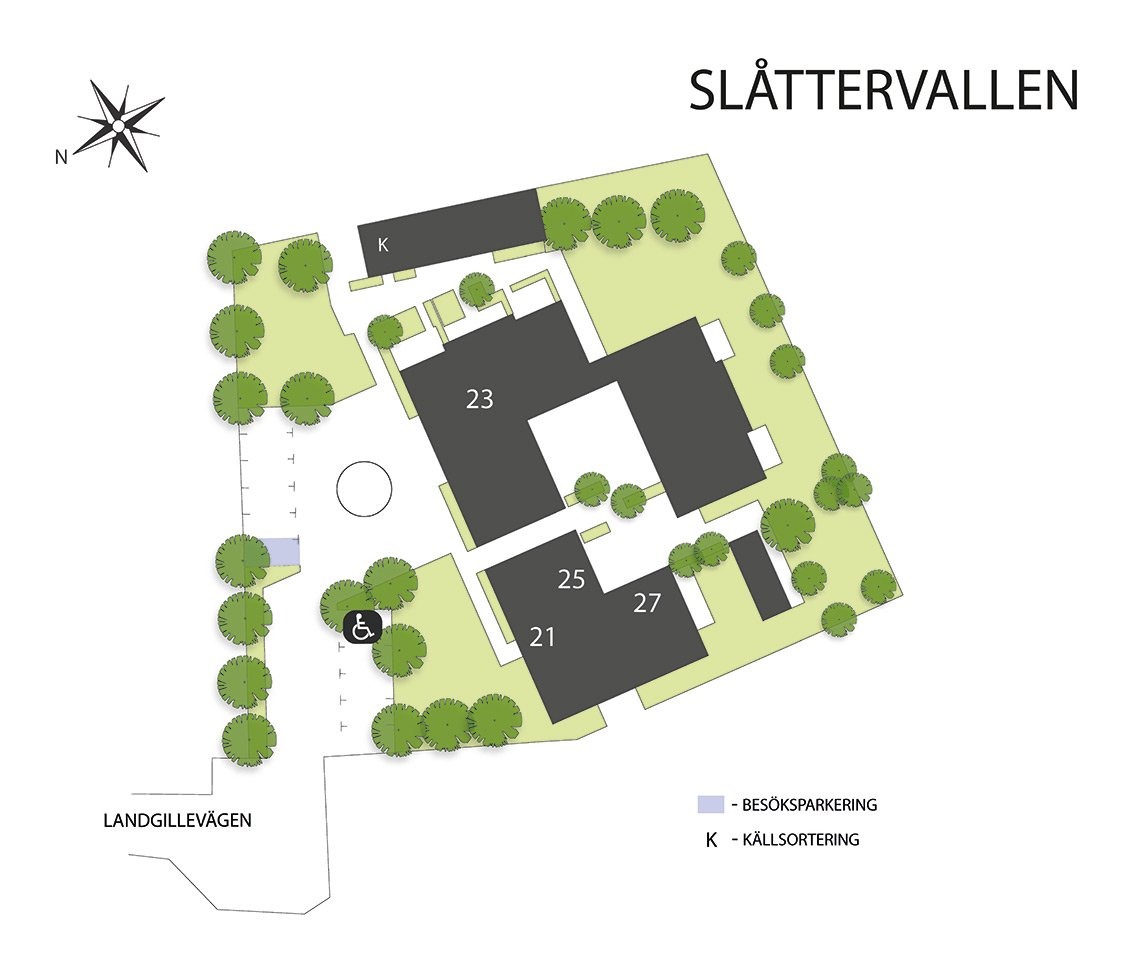 En områdeskarta över området Slåttervallen